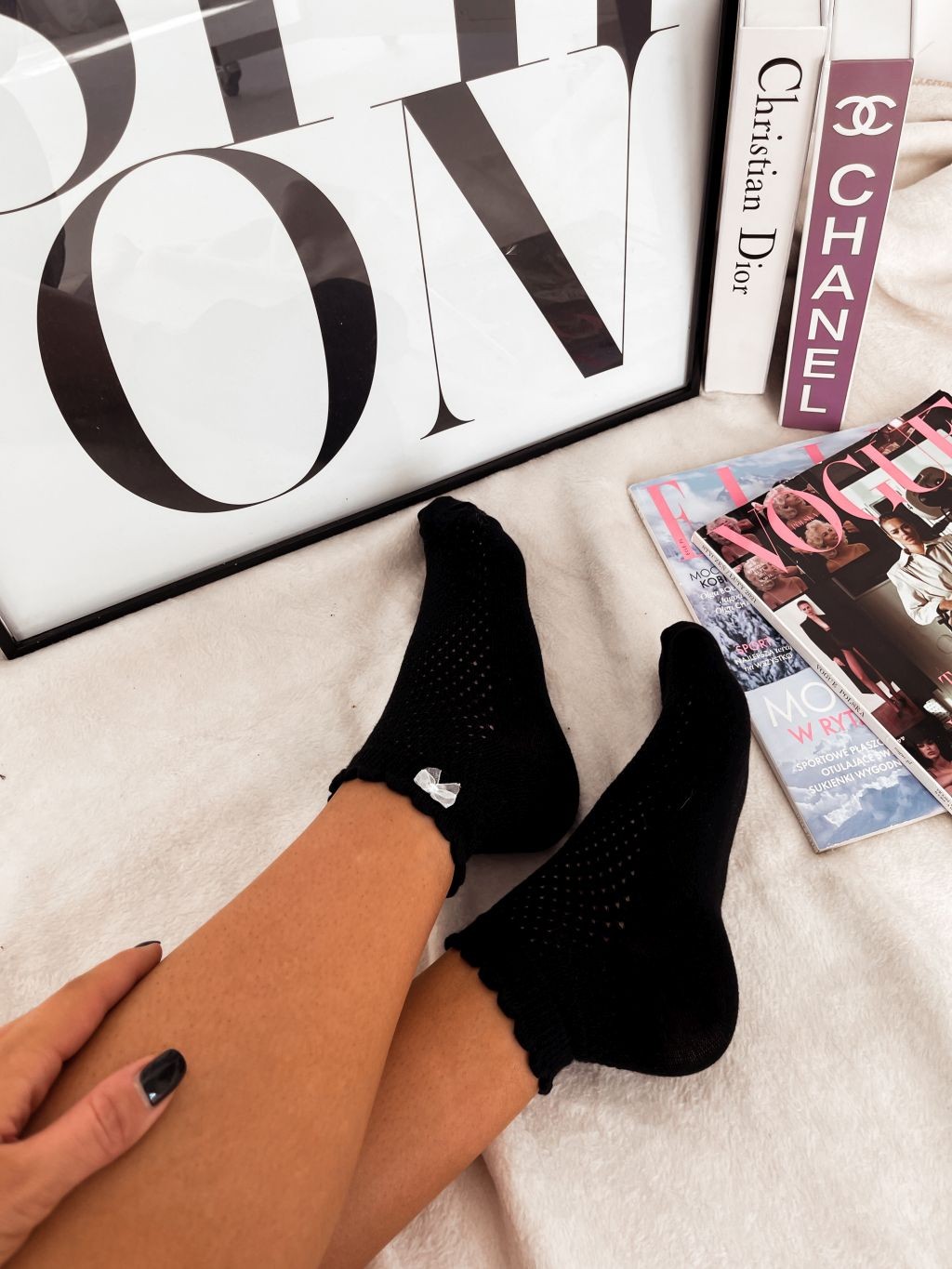 Dámske ažúrové ponožky - s mašličkou