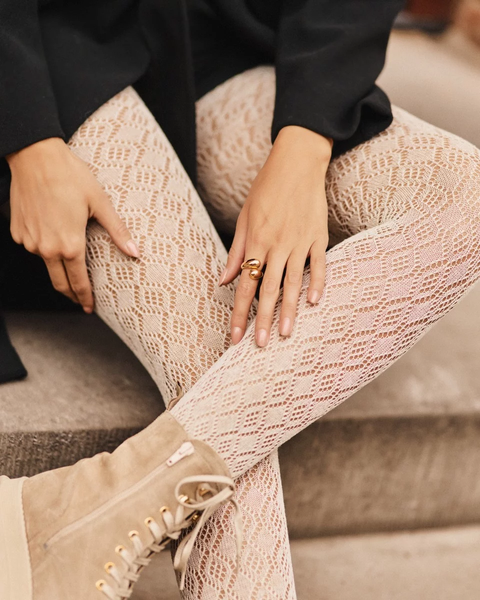 CASHMIR - hrubé žakarové pančuchové nohavice 