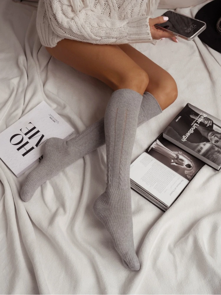 Bavlnené hrubšie ažurové podkolienky