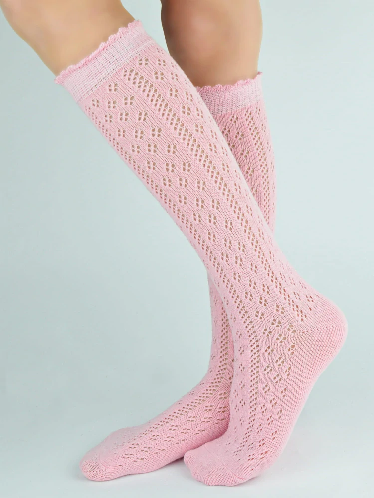 Dievčenské bavlnené ažurové podkolienky 