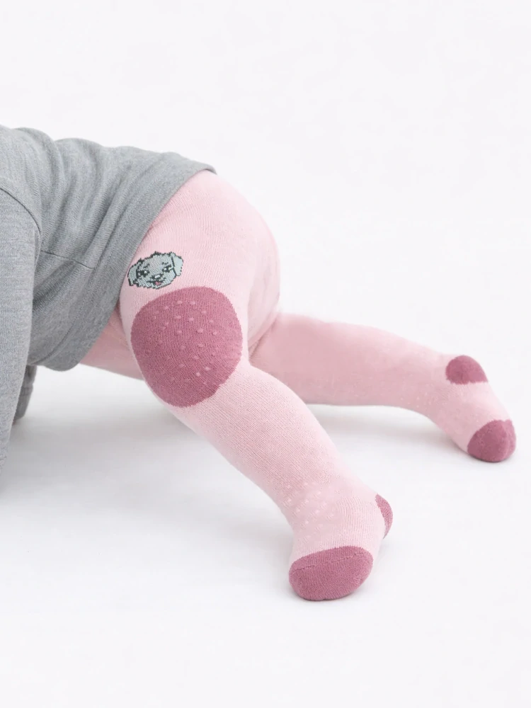 Detské bavlnené vzorované pančuchové nahavice s ABS