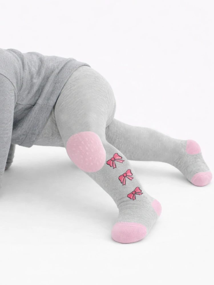 Detské bavlnené vzorované pančuchové nahavice s ABS