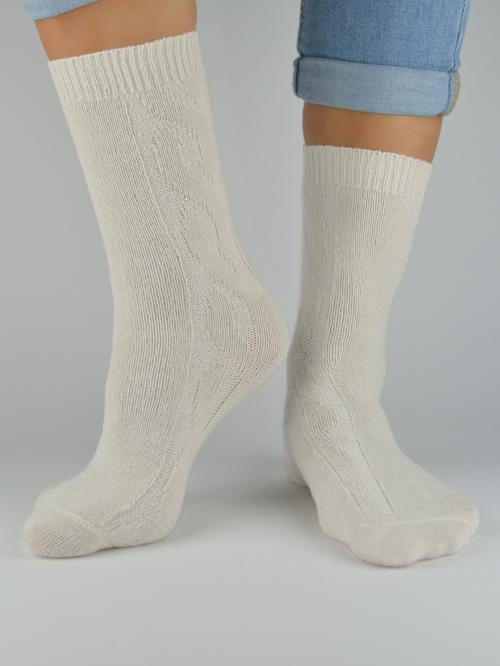 Hrubšie dámske ponožky s obsahom vlny