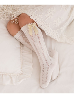 Detské ažúrové podkolienky s mašľou