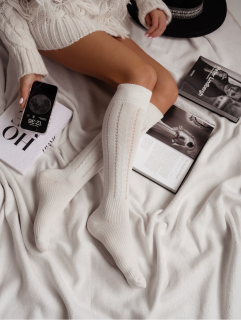 Bavlnené hrubšie ažurové podkolienky