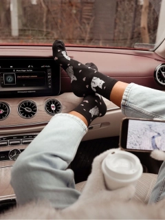 MAČIČKY - dámske bavlnené vzorované ponožky