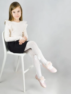 Dievčenské ažurové pančuchové nohavice s mašličkou